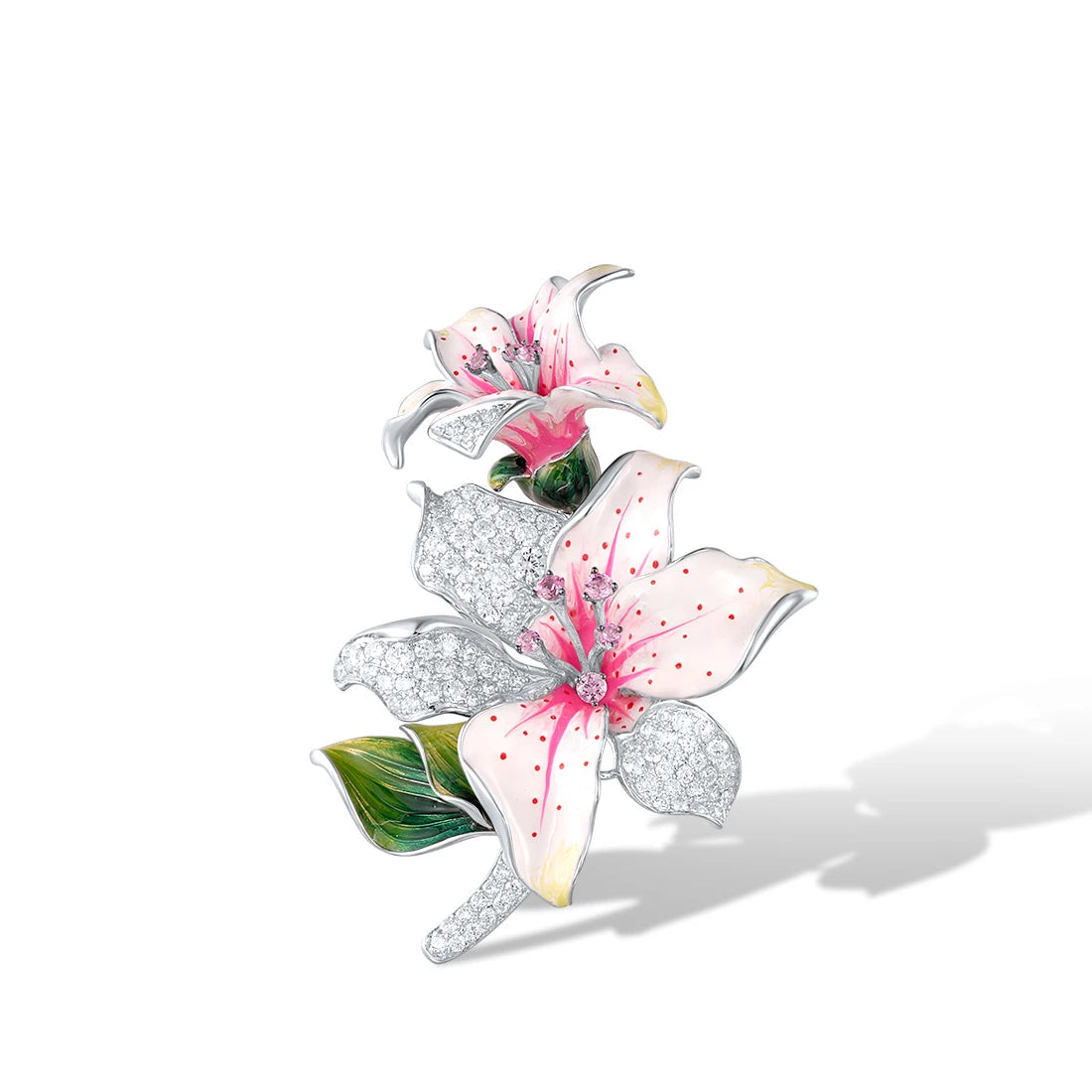 lily flower brooch Roermond Handmade Silver, Enamel and Crystals Lily Flower Brooch by ANN VOYAGE