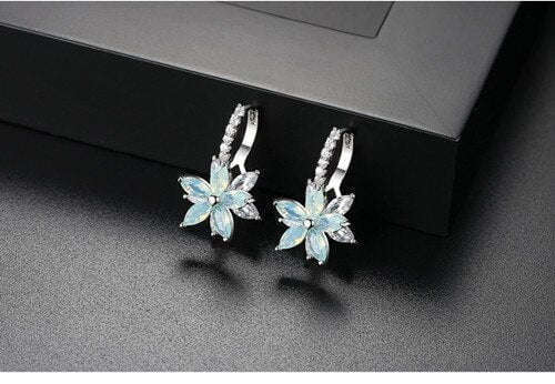 livonnia to switch FXLRY Romantic Lovely Clear Stone Flower Shape Convenient Simple Stud Earrings Copper Cubic Zirconia For Women Fashion Jewelry - ANN VOYAGE