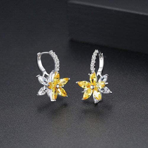 livonnia to switch FXLRY Romantic Lovely Clear Stone Flower Shape Convenient Simple Stud Earrings Copper Cubic Zirconia For Women Fashion Jewelry - ANN VOYAGE
