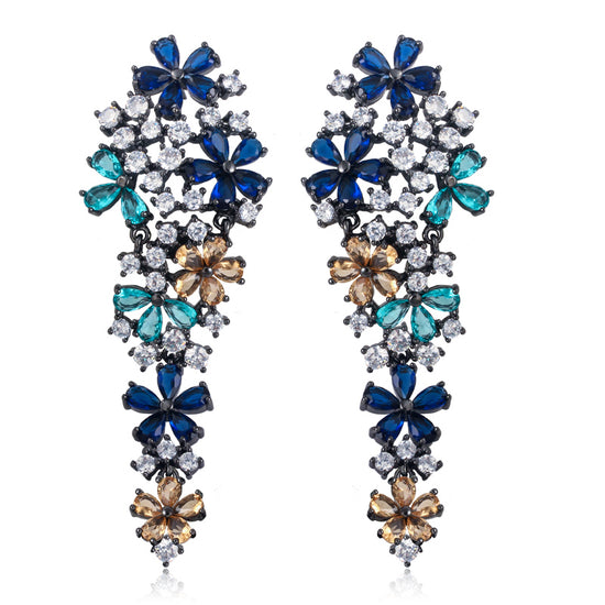 Wenatchee Crystal Flowers Drop Dangle Statement Earrings – ANN VOYAGE