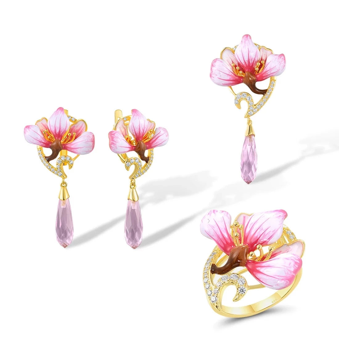 Tenali Handmade Silver Enamel Flower Pendant (Necklace not Included