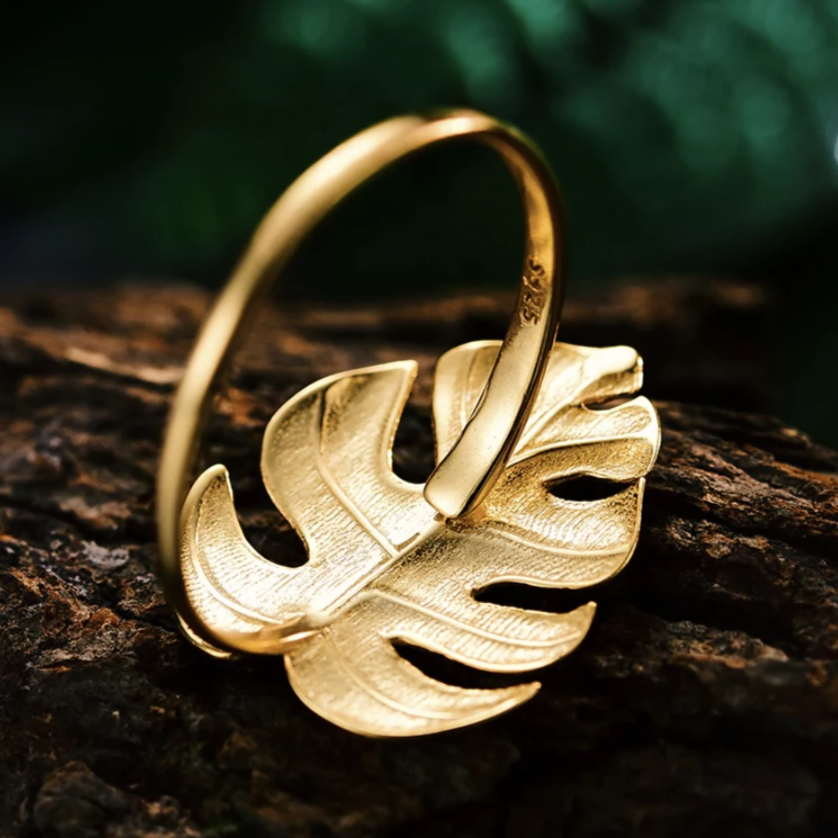 monstera ring Naples Handmade Monstera Palm Tree Leaf Ring Silver by ANN VOYAGE