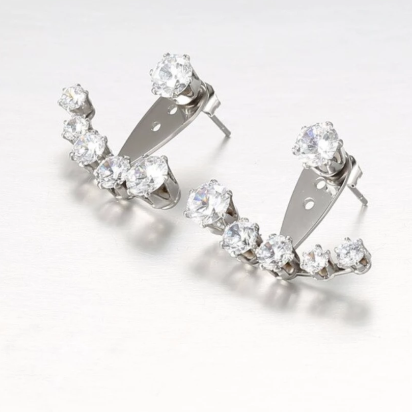 Jever Crystal Adjustable Ear Jacket Stud Earrings – ANN VOYAGE Jever Crystal Adjustable Ear Jacket Stud Earrings – ANN VOYAGE