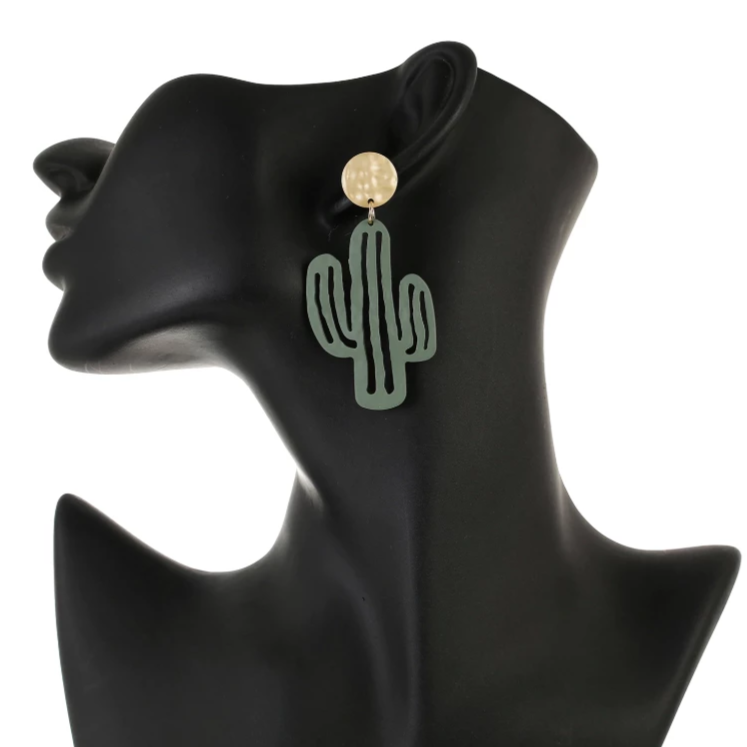phoenix hanging planter Phoenix Big Hanging Cactus Plant Drop Dangle Statement Earrings Yellow by ANN VOYAGE