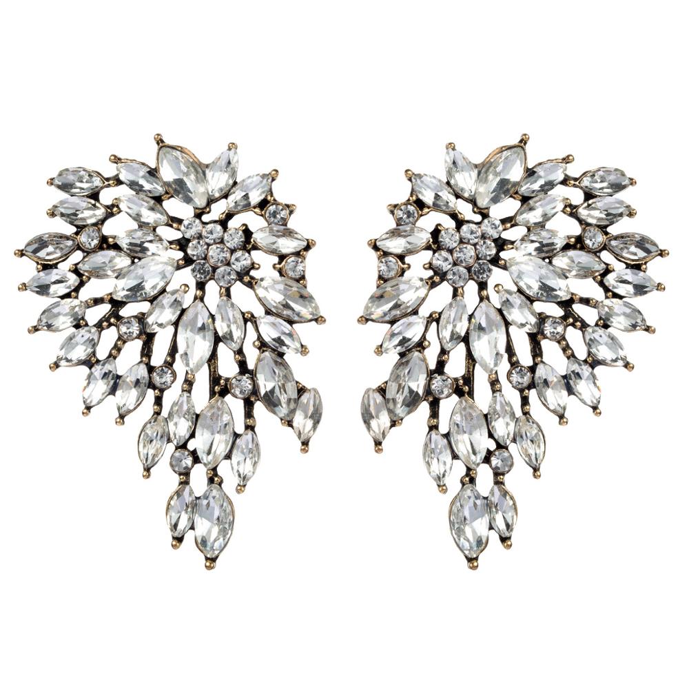 Dayton Crystal Flowers and Leaves Statement Earrings – ANN VOYAGE