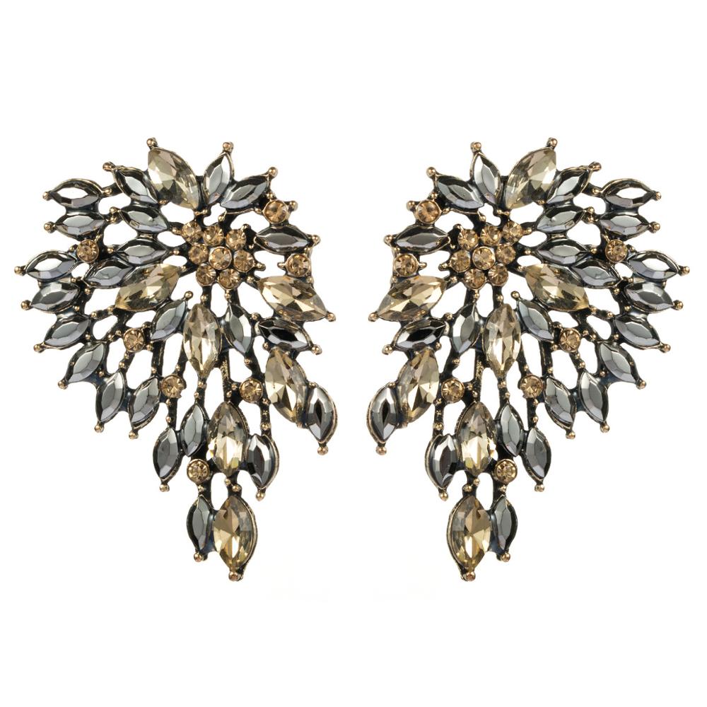 Dayton Crystal Flowers and Leaves Statement Earrings – ANN VOYAGE