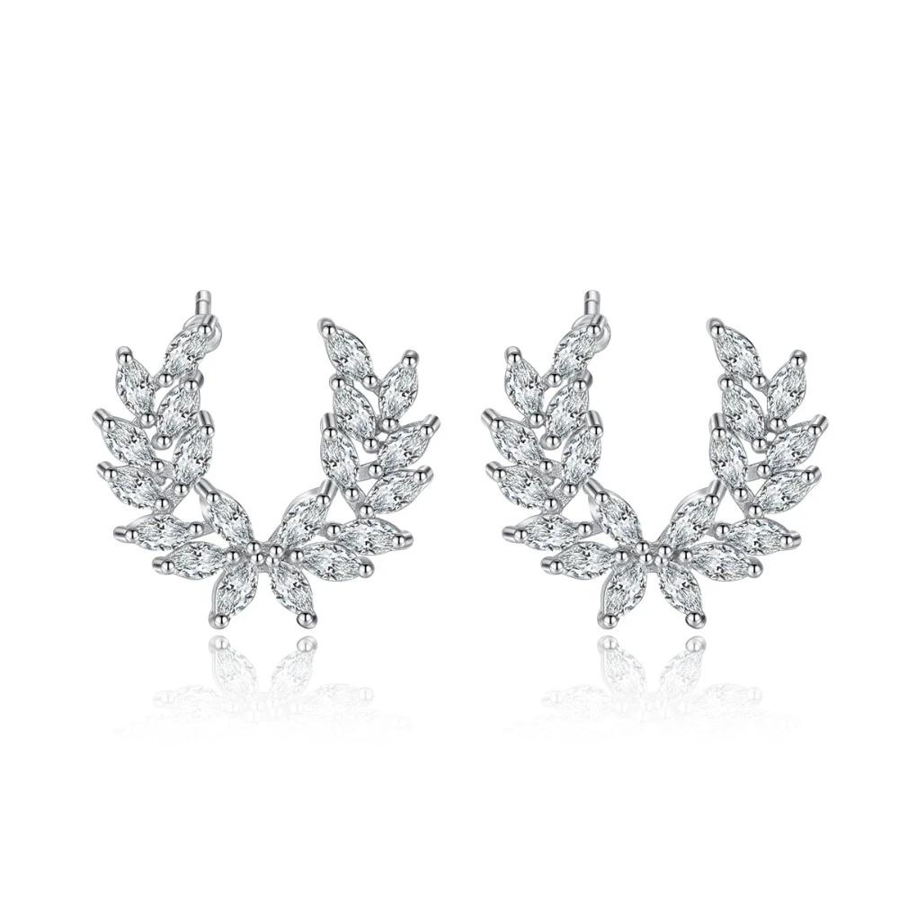 Pomezia Crystal Feather, Angel Wing or Leaf Stud Earrings – ANN VOYAGE