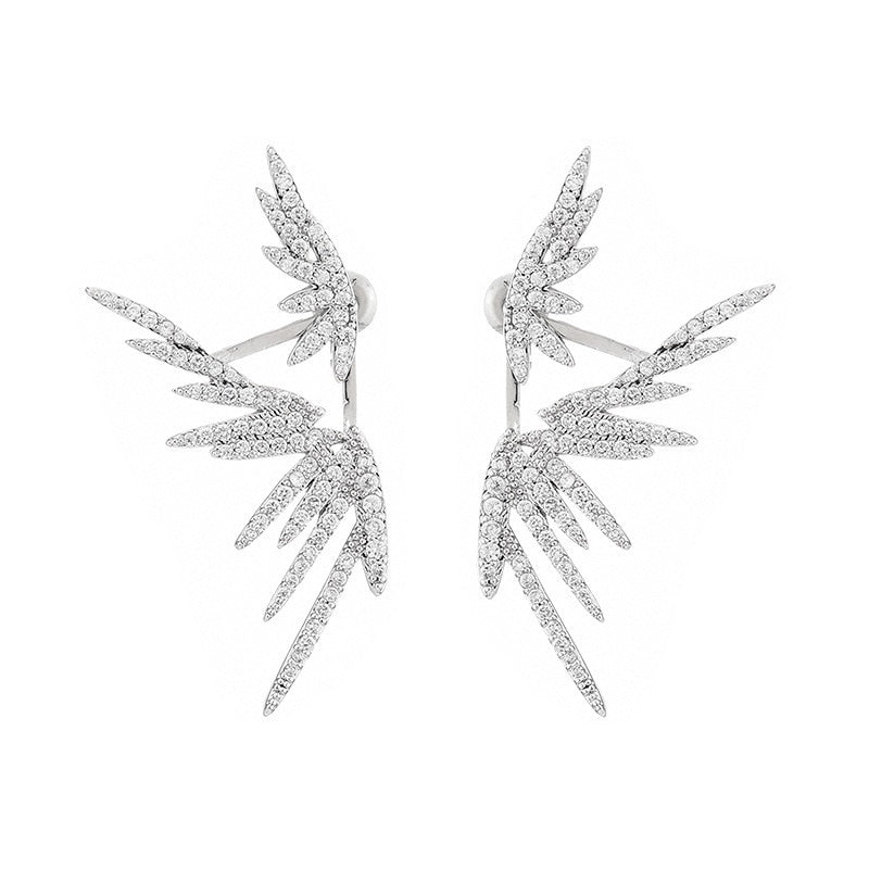 Winslow Feather or Leaves Ear Jacket Crystal Statement Earrings – ANN ...