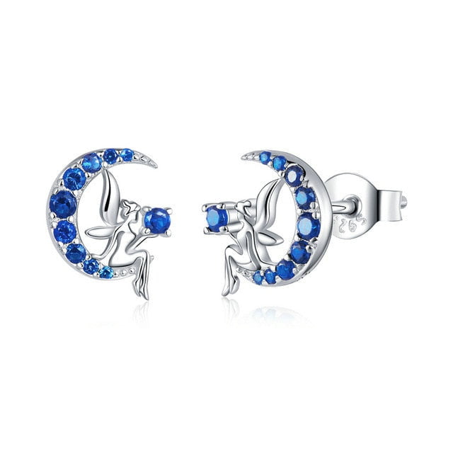Casoria Crystal Fairy on a Moon Stud Earrings – ANN VOYAGE