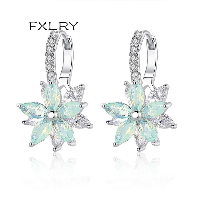 livonnia to switch FXLRY Romantic Lovely Clear Stone Flower Shape Convenient Simple Stud Earrings Copper Cubic Zirconia For Women Fashion Jewelry - ANN VOYAGE